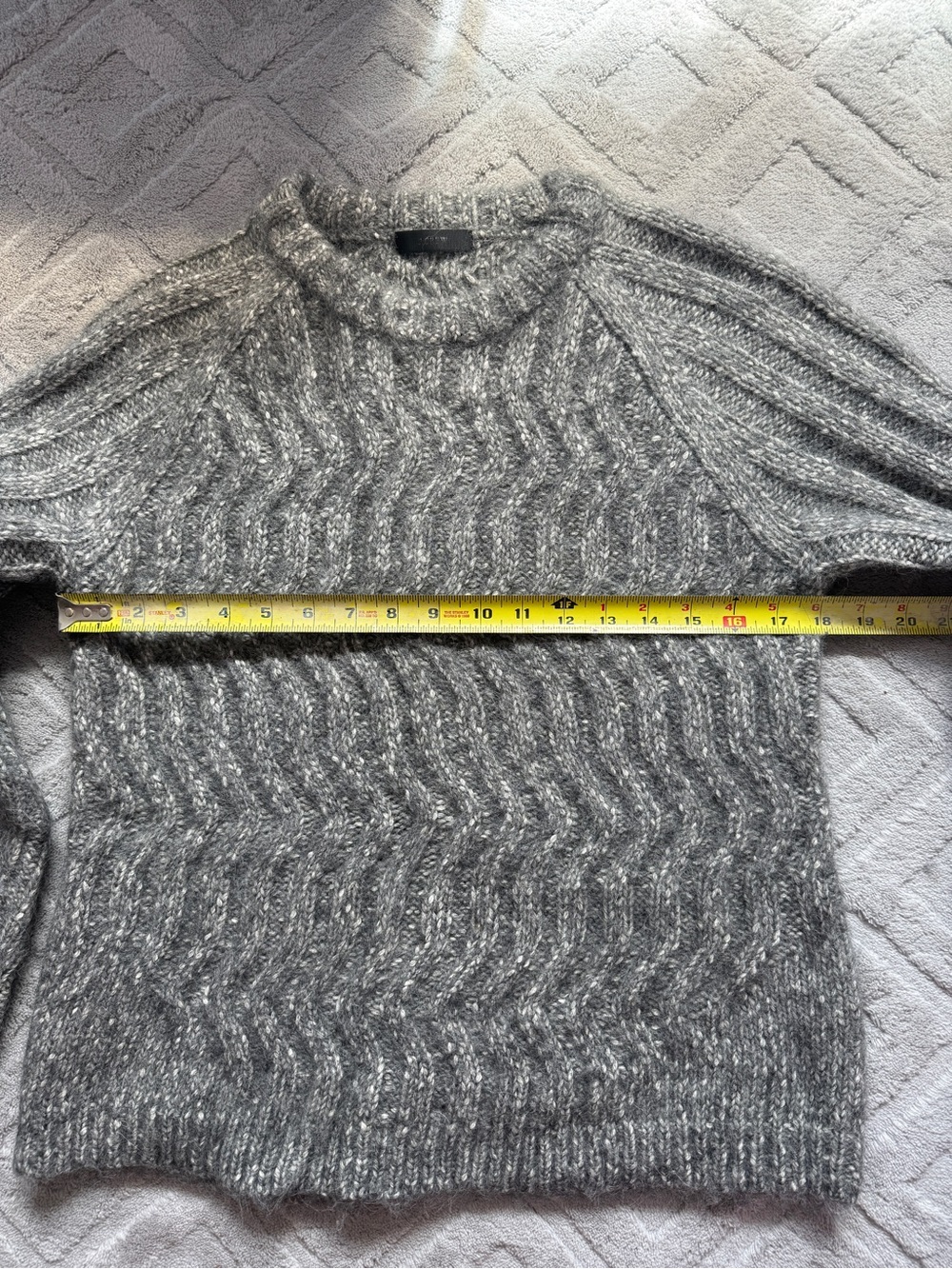 J. Crew Sweater Women Medium Gray Alpaca Merino Chunky Knit Crewneck Boxy Fit - Picture 5 of 7
